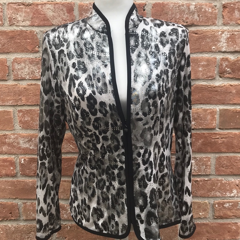 Black and White Animal Print Sequin Light Jacket